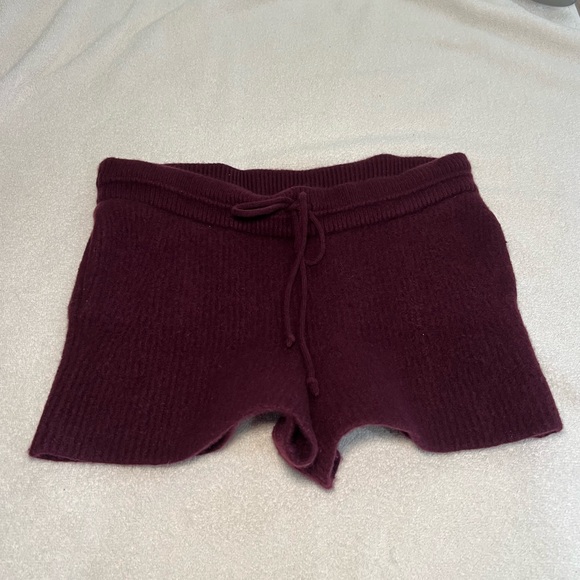 Helmut Lang Burgundy 100% Merino Wool Shorts